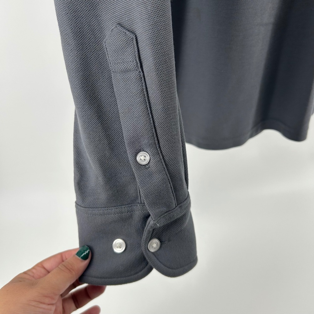 Criquet Long Sleeve Polo Shirt Men XL Gray Pima Cotton Skier Pocket Logo Golf - Picture 9 of 9